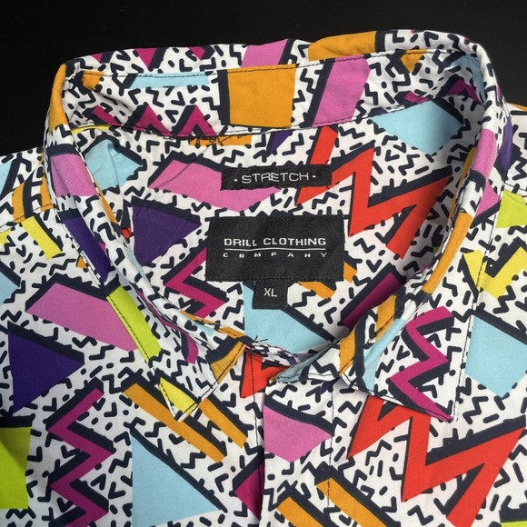 Retro 80s-90s Drill Clothing Stretch Button Up Shirt - Men's Xtra Large XL vtg - Picture 3 of 5